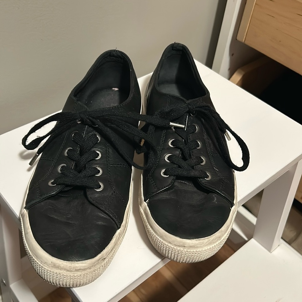 Black Leather Sneakers